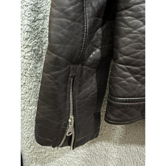 INC International Concepts Vegan Croc Brown Leather Moto Biker Zip Jacket S - Picture 5 of 10